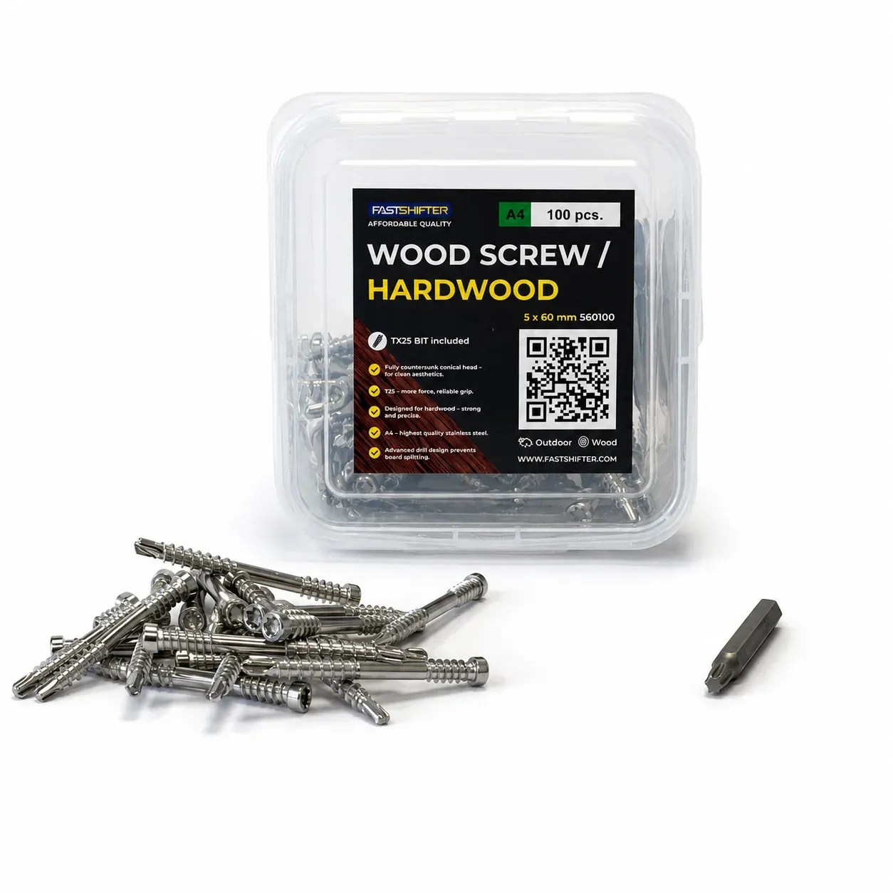 Fastshifter A4 Hardwood Screw 5×60mm – 100 pcs