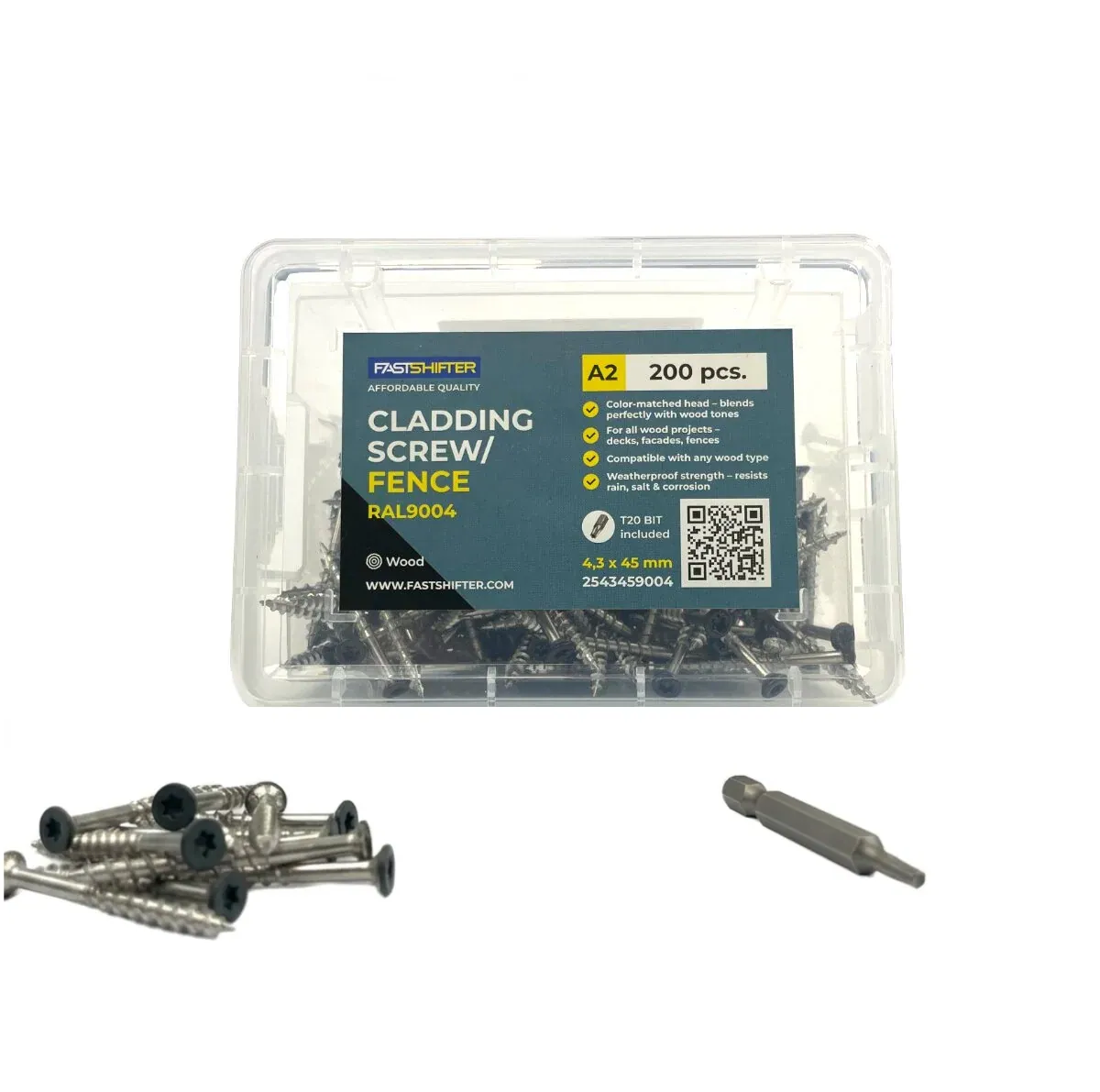 Cladding / Fence Screw A2 4.3×45 — Anthracite Grey