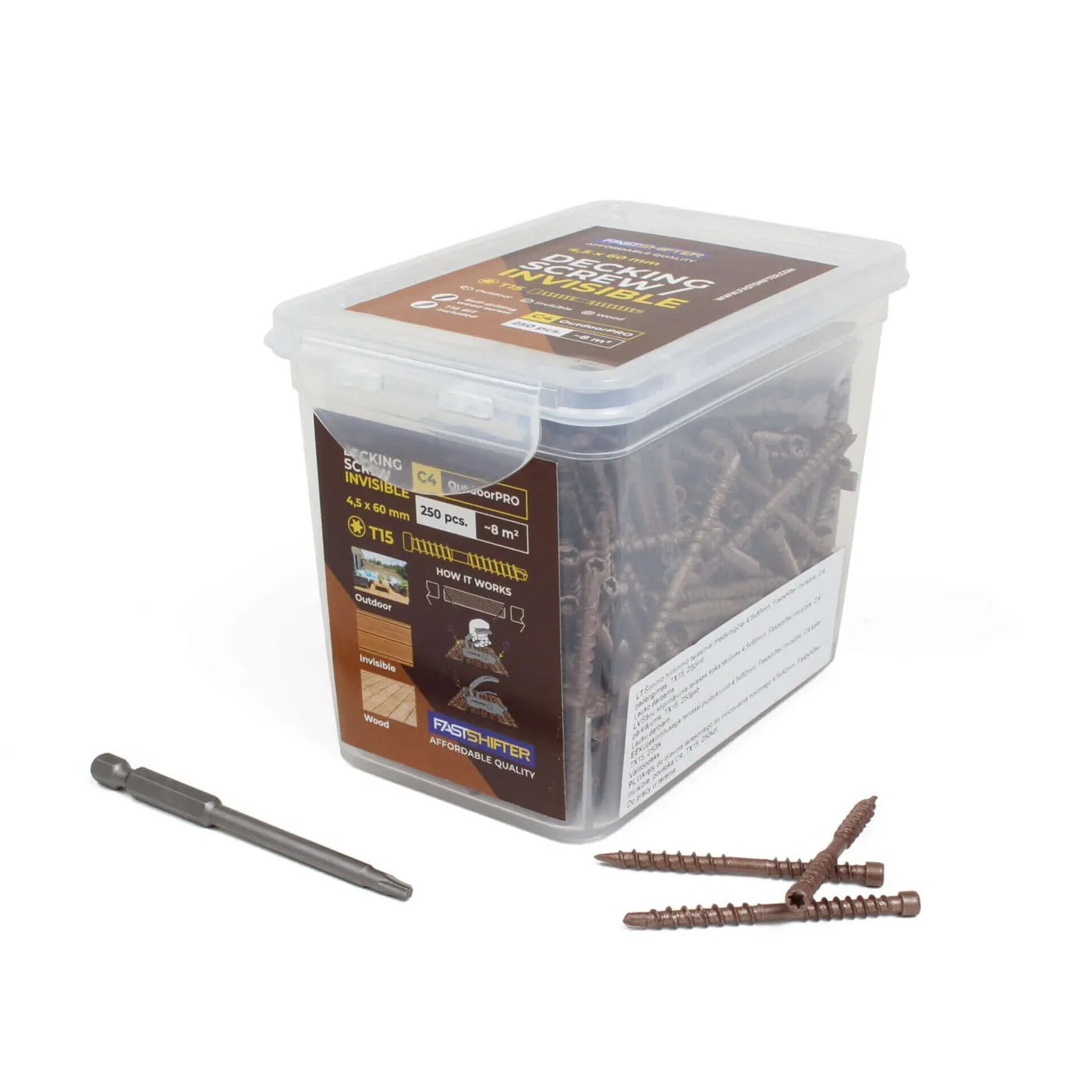FASTSHIFTER Invisible C4 Decking Screw 4.5×60mm – 250 pcs